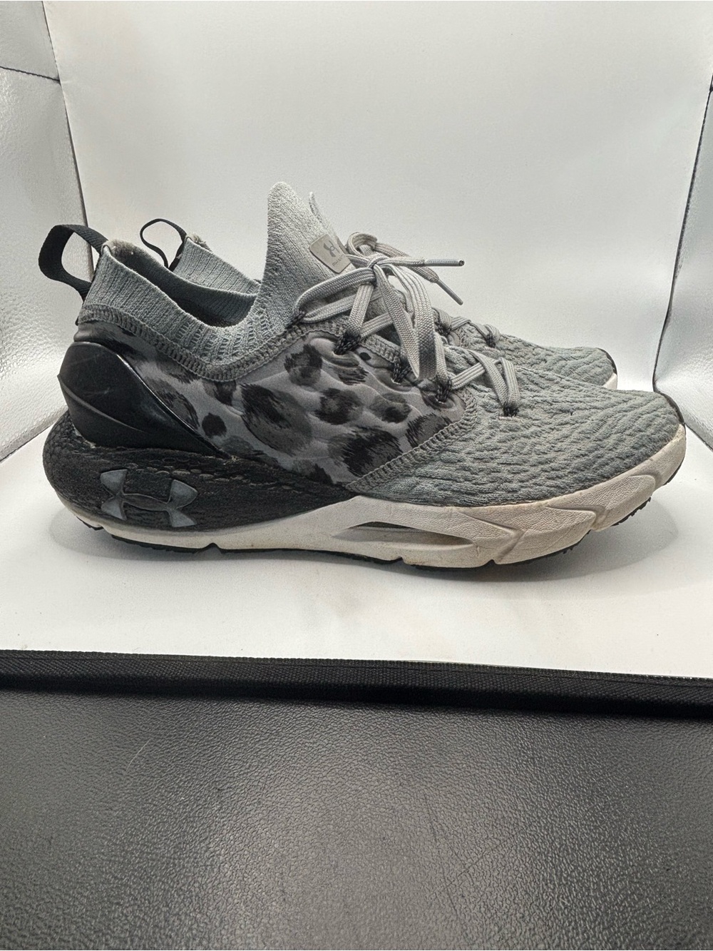 Under Armour Women’s Grey Knit Athletic Sneakers with Black Accents